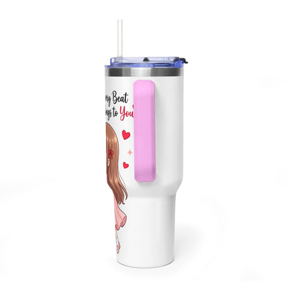 Cute Anime Boy Love Hearts 40oz Travel Tumbler