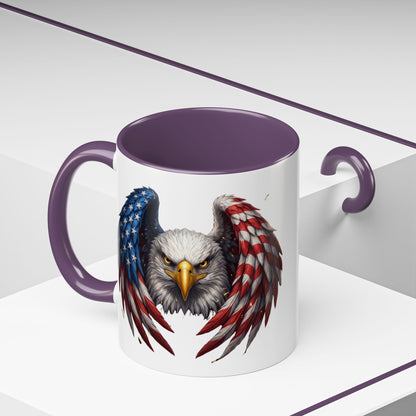 American Flag Eagle Coffee Mug – Patriotic Bald Eagle Accent Mug (11/15 oz)