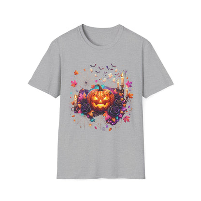 Jack-o'-Lantern Floral Halloween T-Shirt