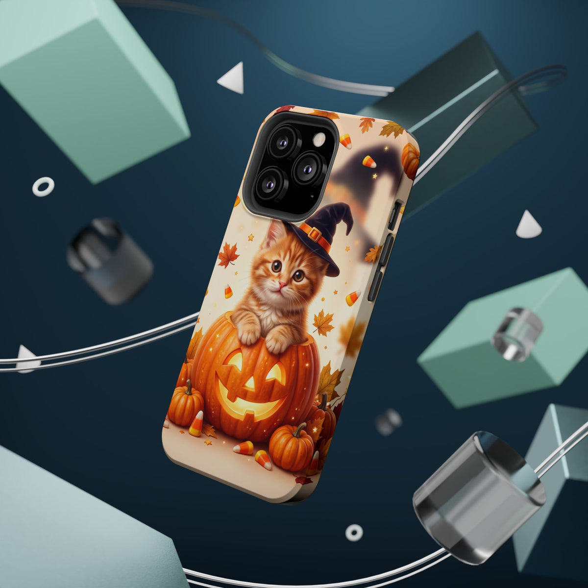Halloween Kitten Pumpkin Phone Case — Magnetic Impact-Resistant