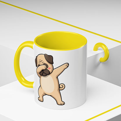 Dabbing Pug Coffee Mug — Cute Dog Accent Mug (11/15 oz)