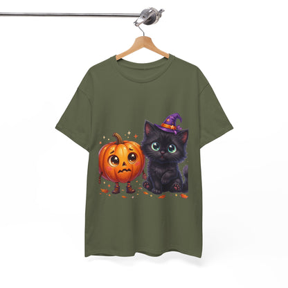 Halloween Black Kitten & Pumpkin T-Shirt