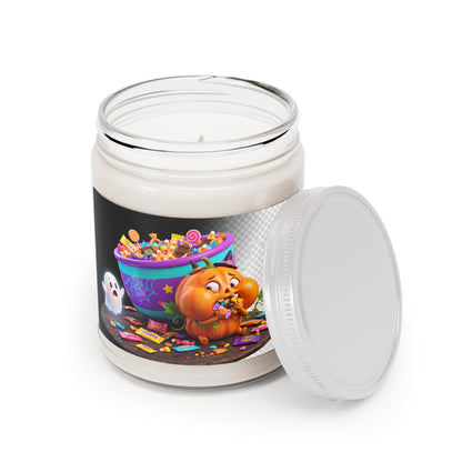 Halloween Pumpkin Candy Jar Candle — 9oz Scented Soy Candle with White Lid