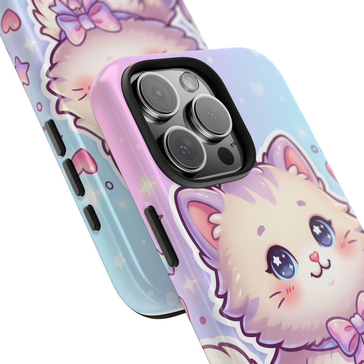 Cute Pastel Kawaii Kitten Tough Phone Case — Cute Cat with Bow Protective Cover