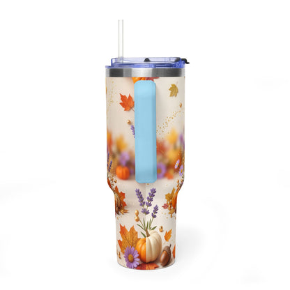 40oz Halloween Cat Vacuum Tumbler with Pumpkin
