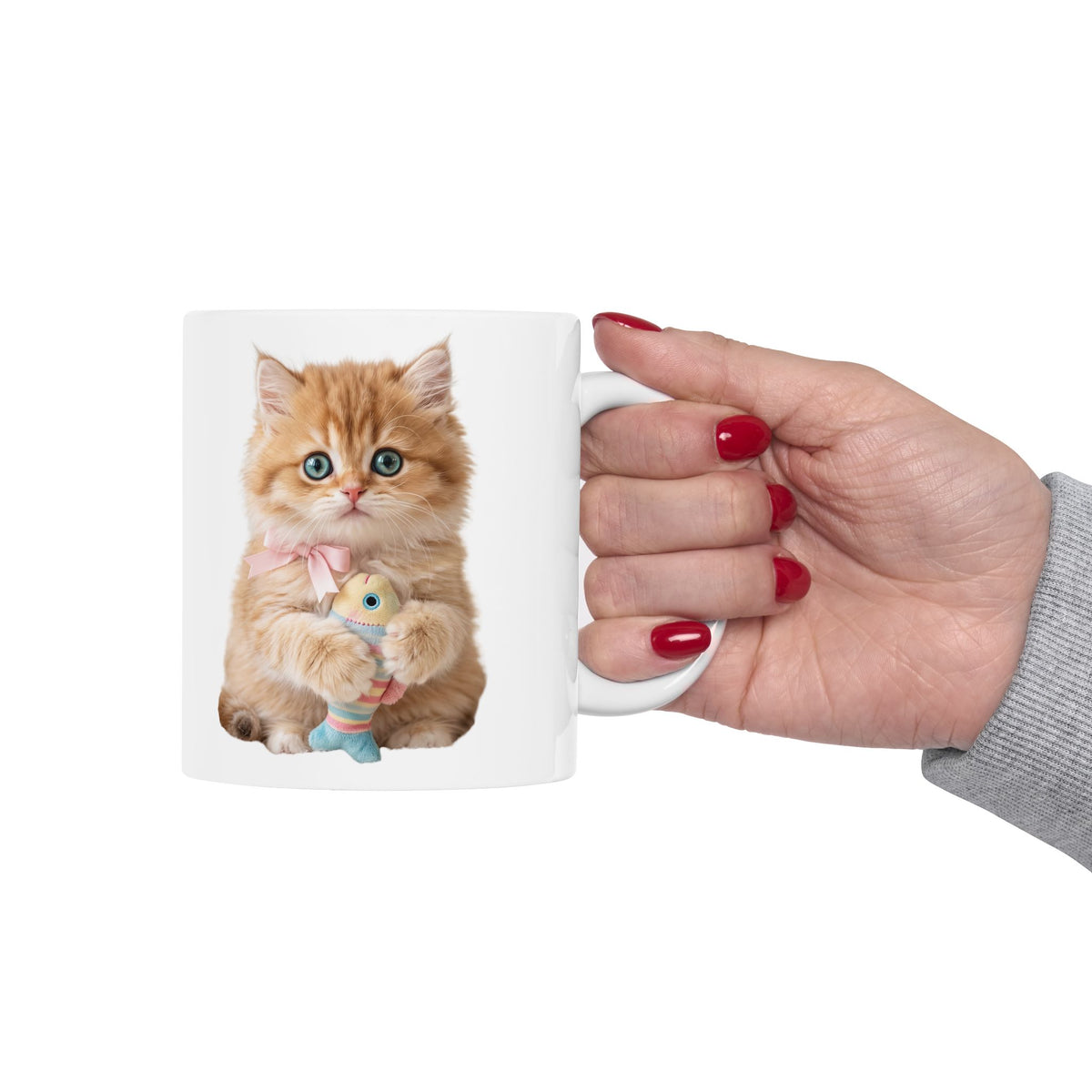 Orange Tabby Cat Ceramic Mug — Cute Kitten Coffee Cup (11oz & 15oz)