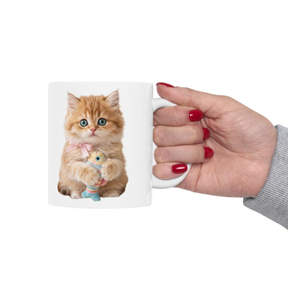 Orange Tabby Cat Ceramic Mug — Cute Kitten Coffee Cup (11oz & 15oz)