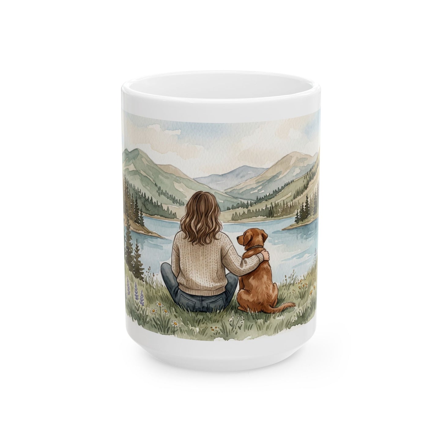 Cozy Mountain Lake - Gifts For Dog Lovers - Woman And Dog Forever By Your Side (Custom Mug) - Personalized Mug