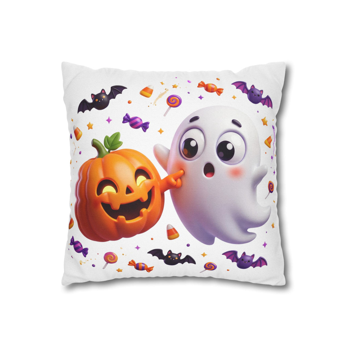 Halloween Ghost & Pumpkin Throw Pillowcase - Cute Spooky Decor