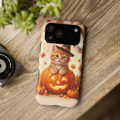 Halloween Kitten Pumpkin Phone Case — Magnetic Impact-Resistant