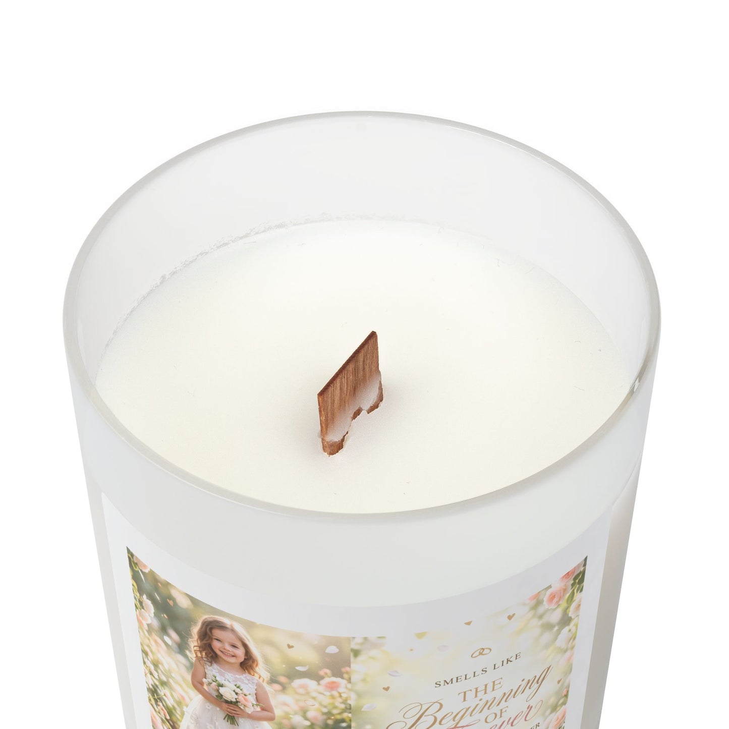 Frosted Glass Candle — 'The Beginning of Forever' Floral Scented 11oz