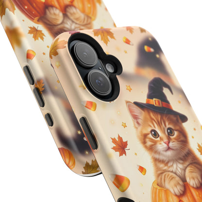 Halloween Kitten Pumpkin Phone Case — Magnetic Impact-Resistant