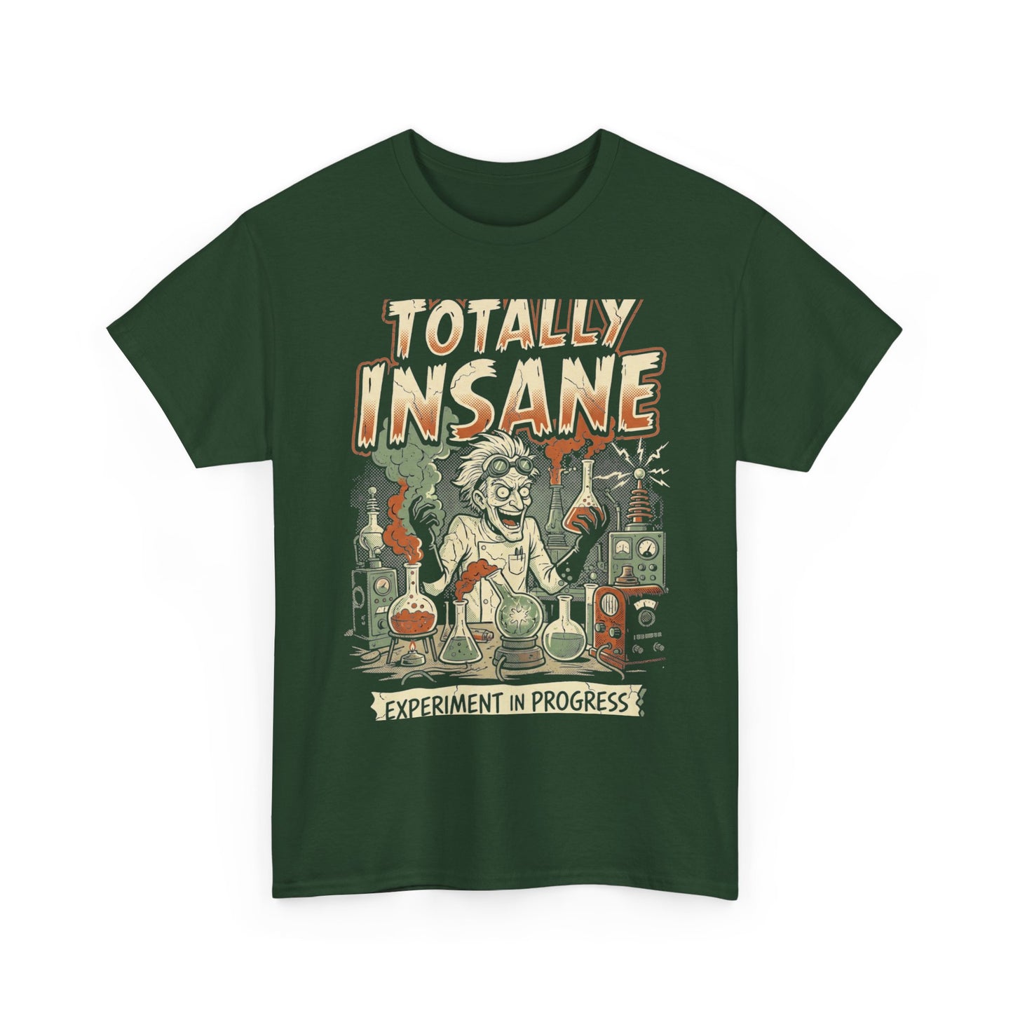 Totally Insane Graphic Tee — Retro Mad Scientist Horror Shirt