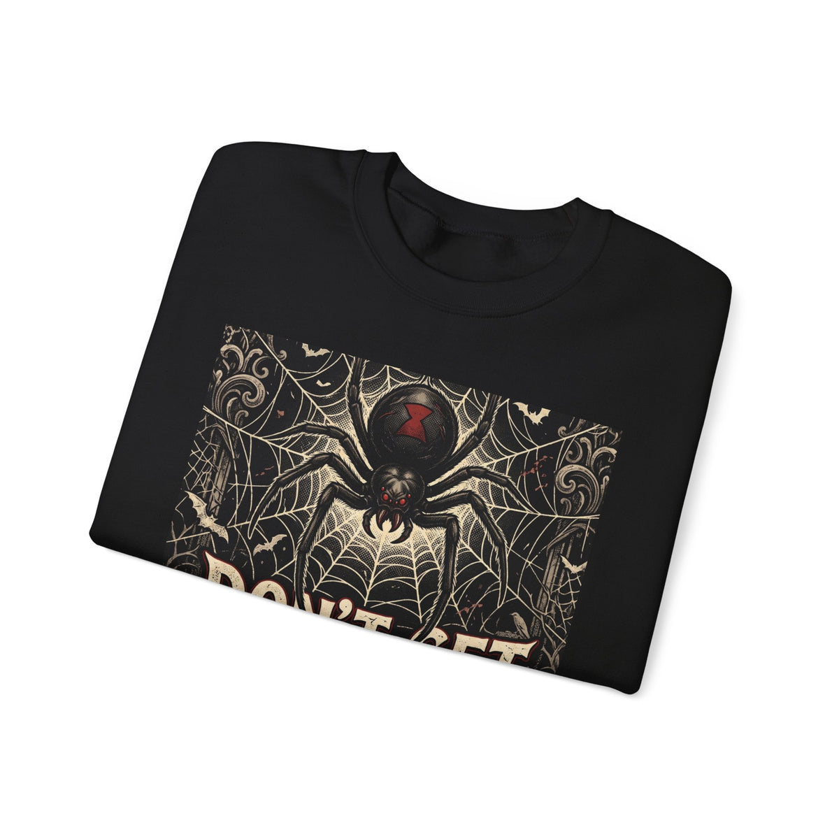 Spider Web Sweatshirt - "Don't Get Caught in the Web of Night" Graphic Crewneck