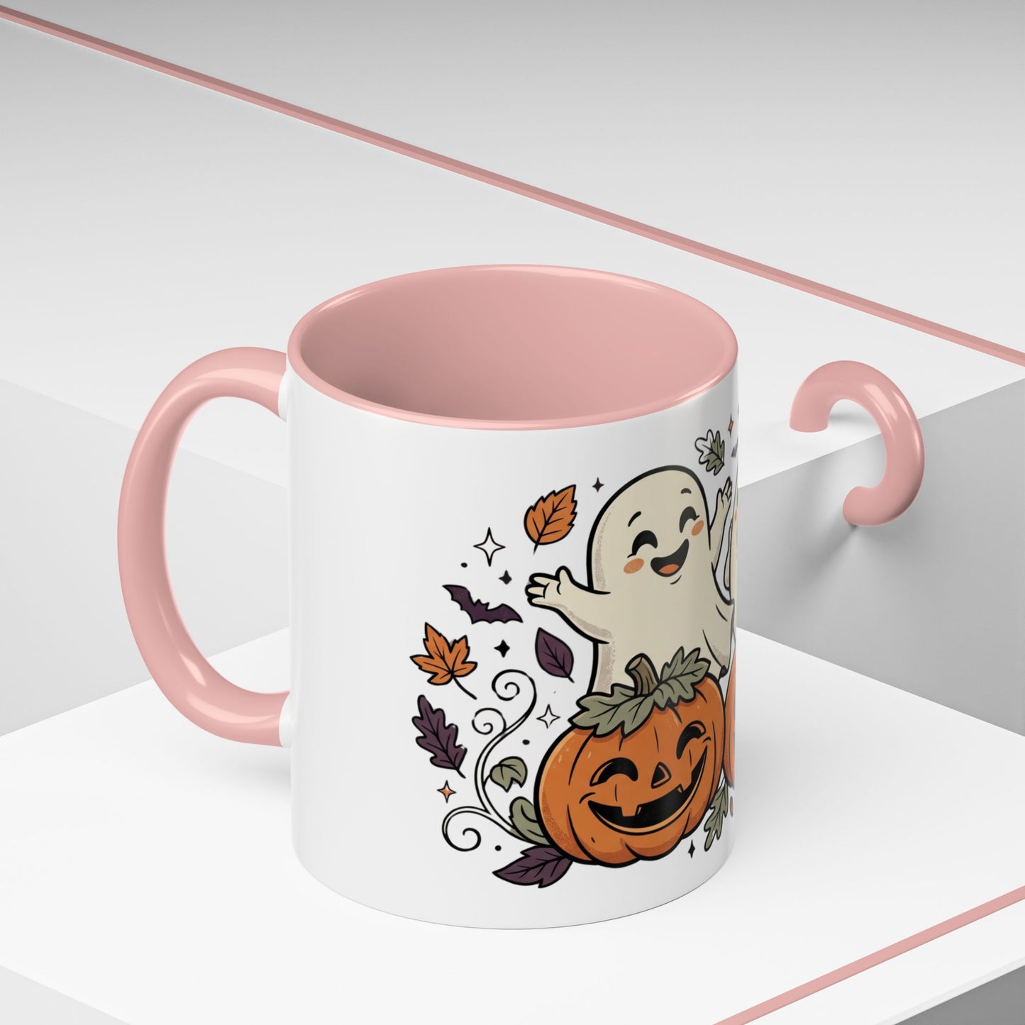 Halloween Ghosts & Pumpkins Coffee Mug — Cute Spooky Accent Mug (11/15oz)