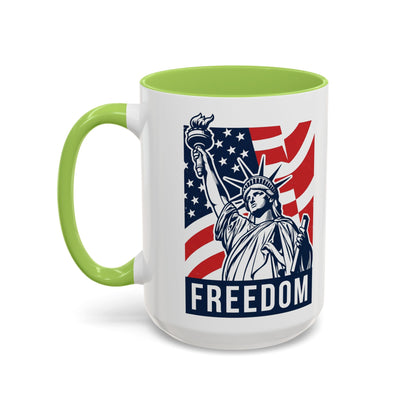 Freedom Statue Accent Coffee Mug — Patriotic Liberty 11/15oz