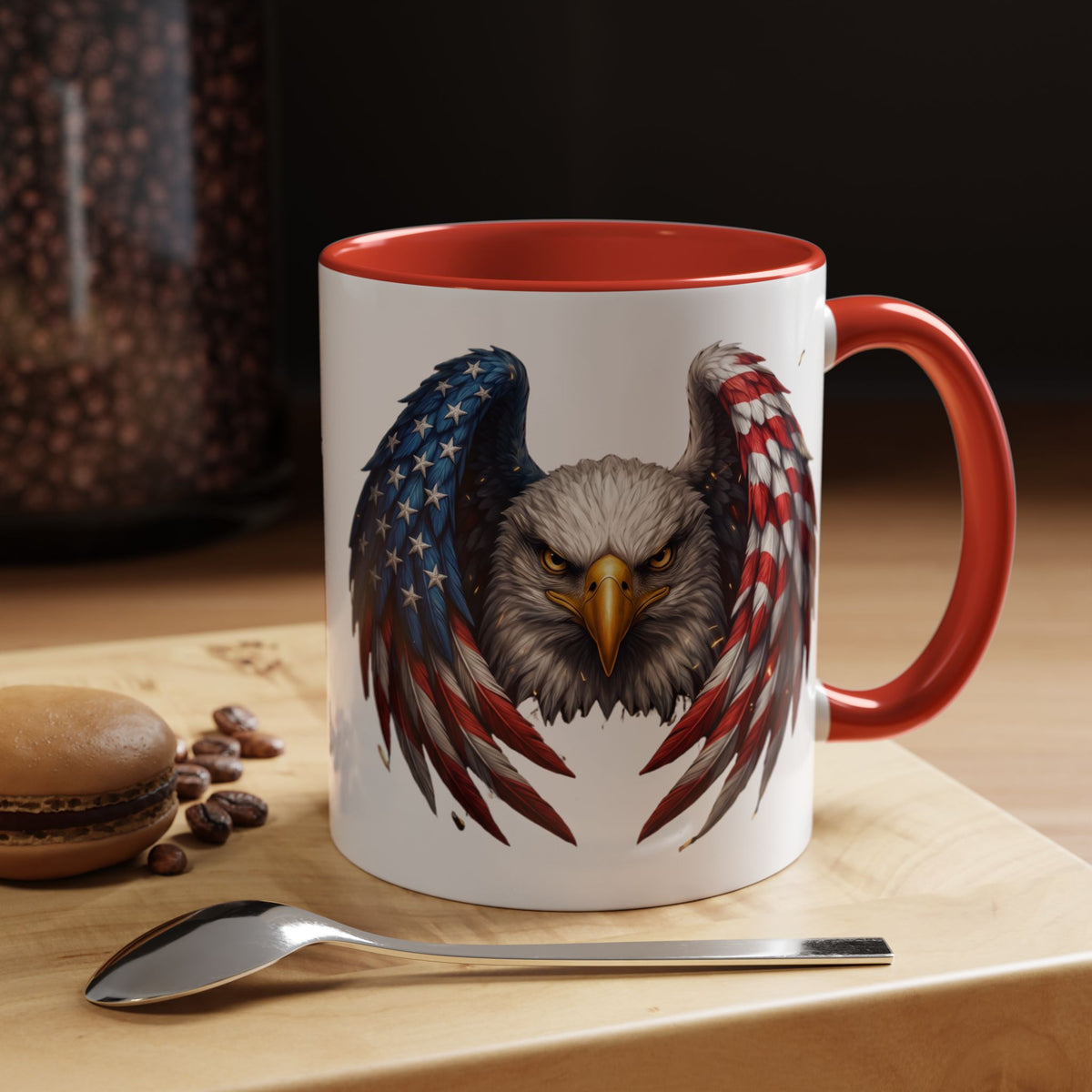 American Flag Eagle Coffee Mug – Patriotic Bald Eagle Accent Mug (11/15 oz)