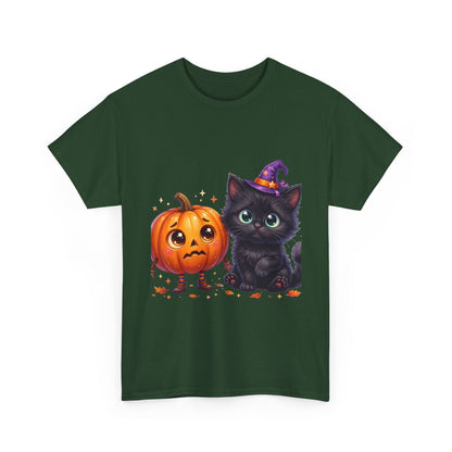 Halloween Black Kitten & Pumpkin T-Shirt