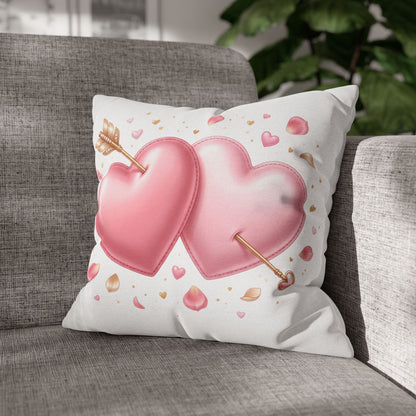 Valentine Pink Double Heart Arrow Decorative Pillowcase