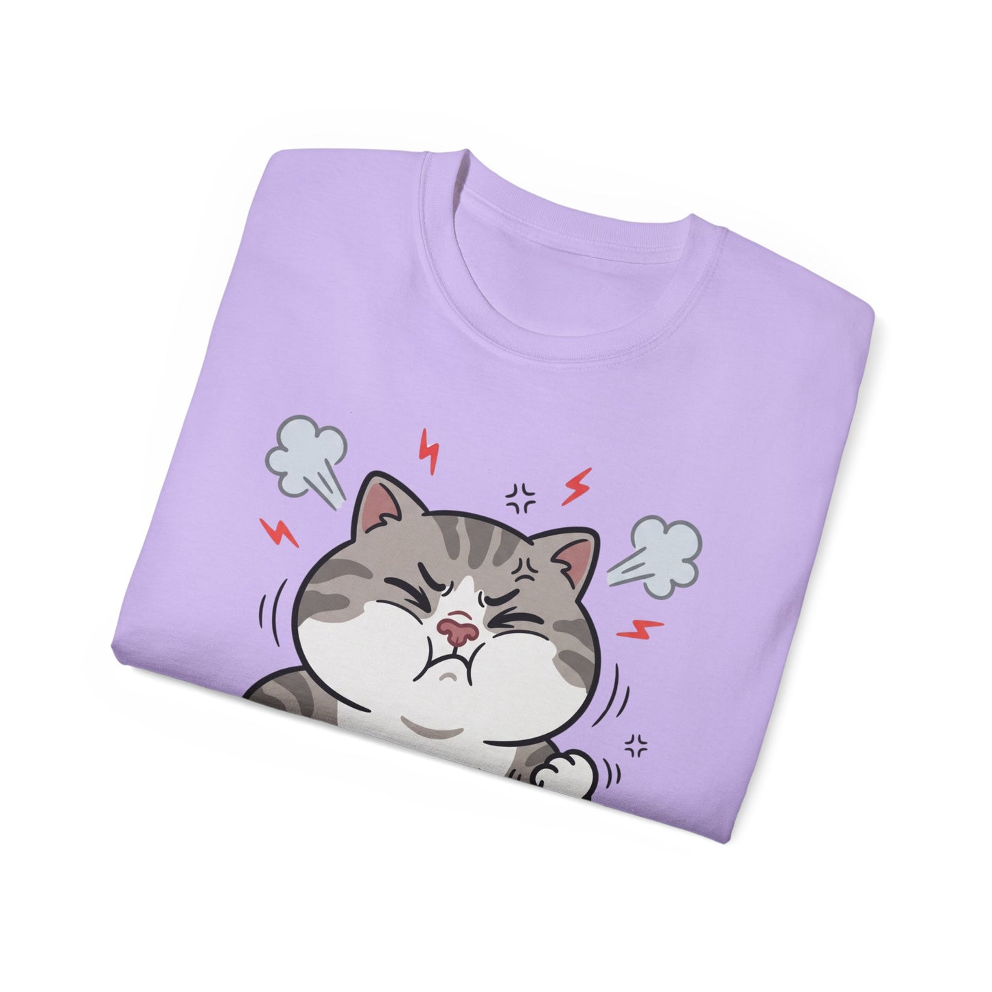 Angry Cute Cat T-Shirt — Cartoon Grumpy Kitty Graphic Tee