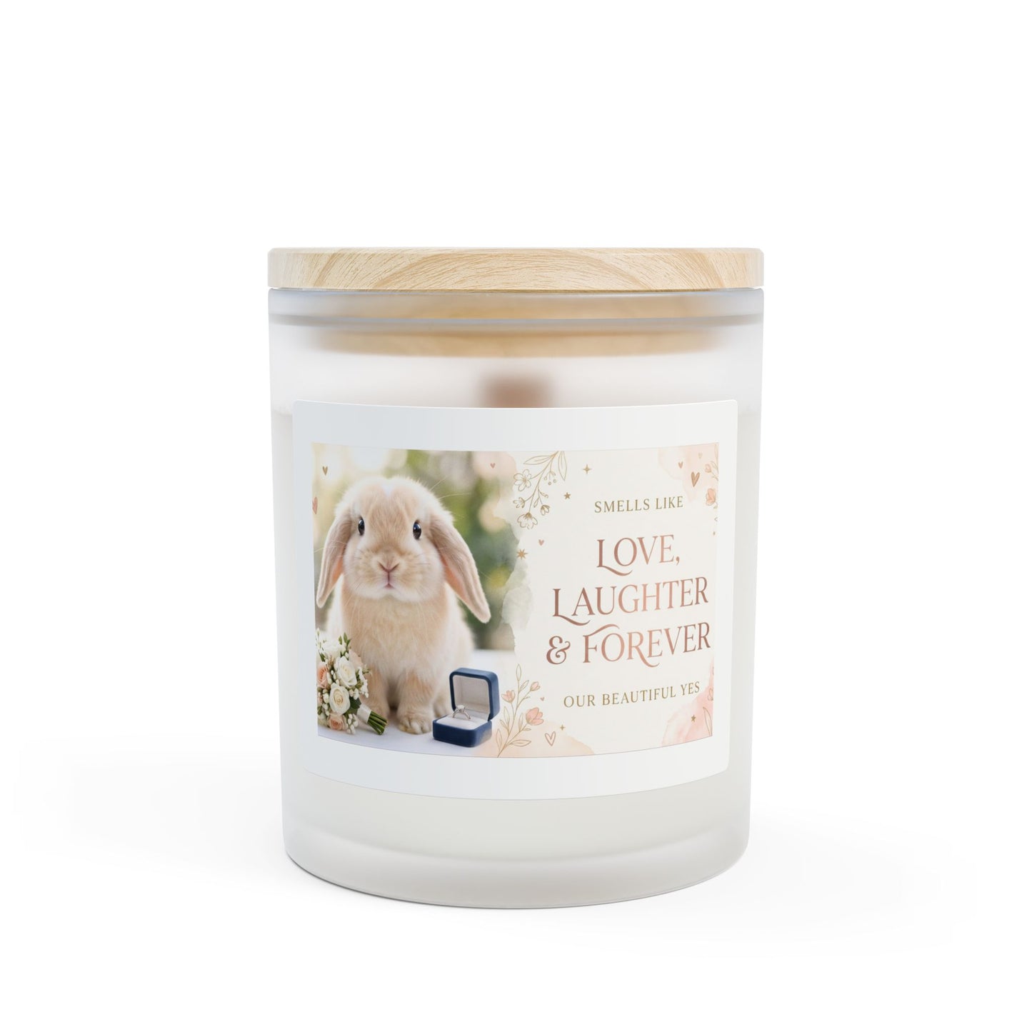 Memorial Bunny Frosted Glass Candle — "Love, Laughter & Forever" 11oz