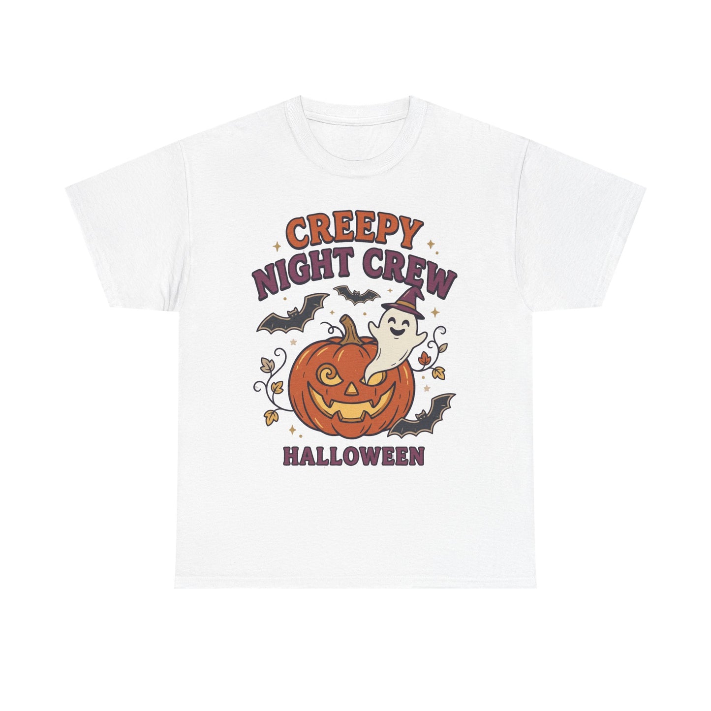 Creepy Night Crew Halloween T‑Shirt — Pumpkin & Ghost Graphic Tee