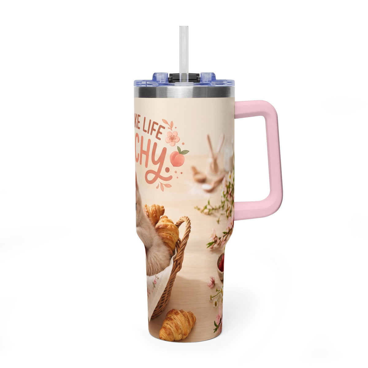 You Make Life Peachy Cat 40oz Travel Tumbler