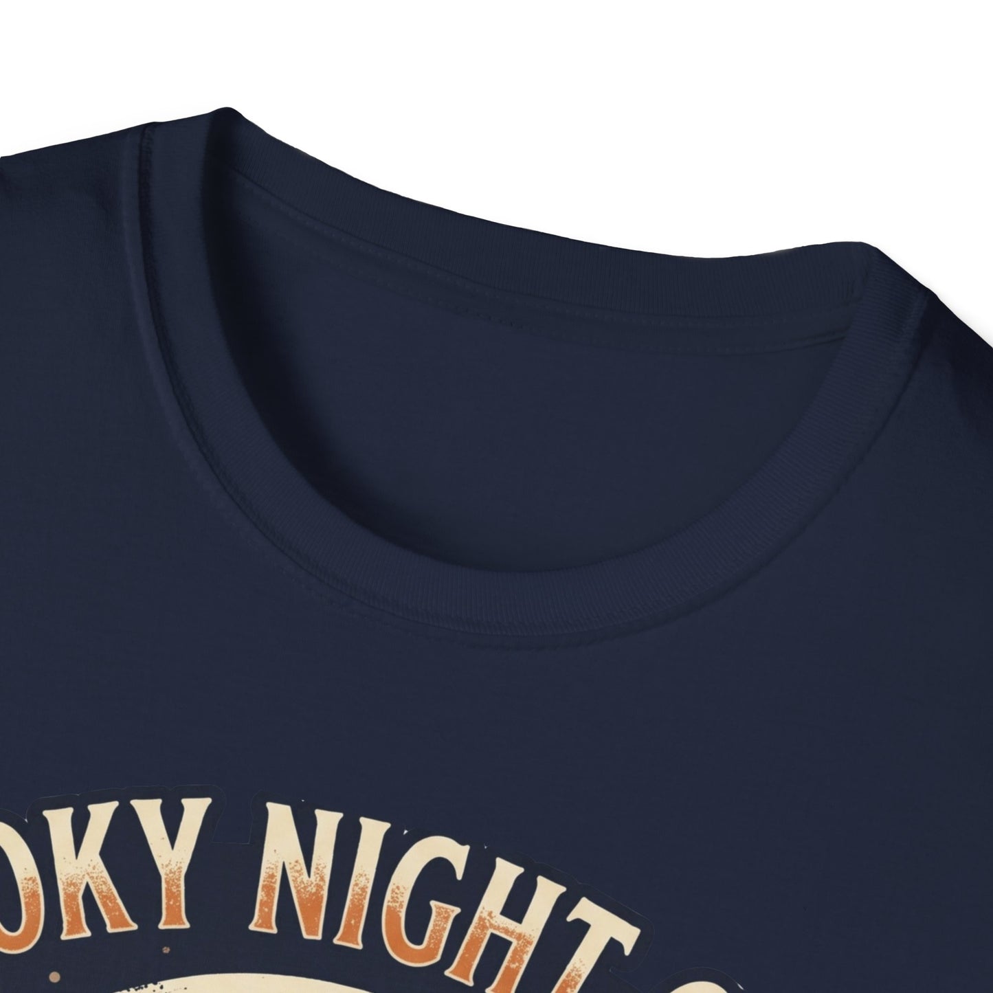 Spooky Night Crew T-Shirt — Vintage Halloween Moon & Skeleton Graphic