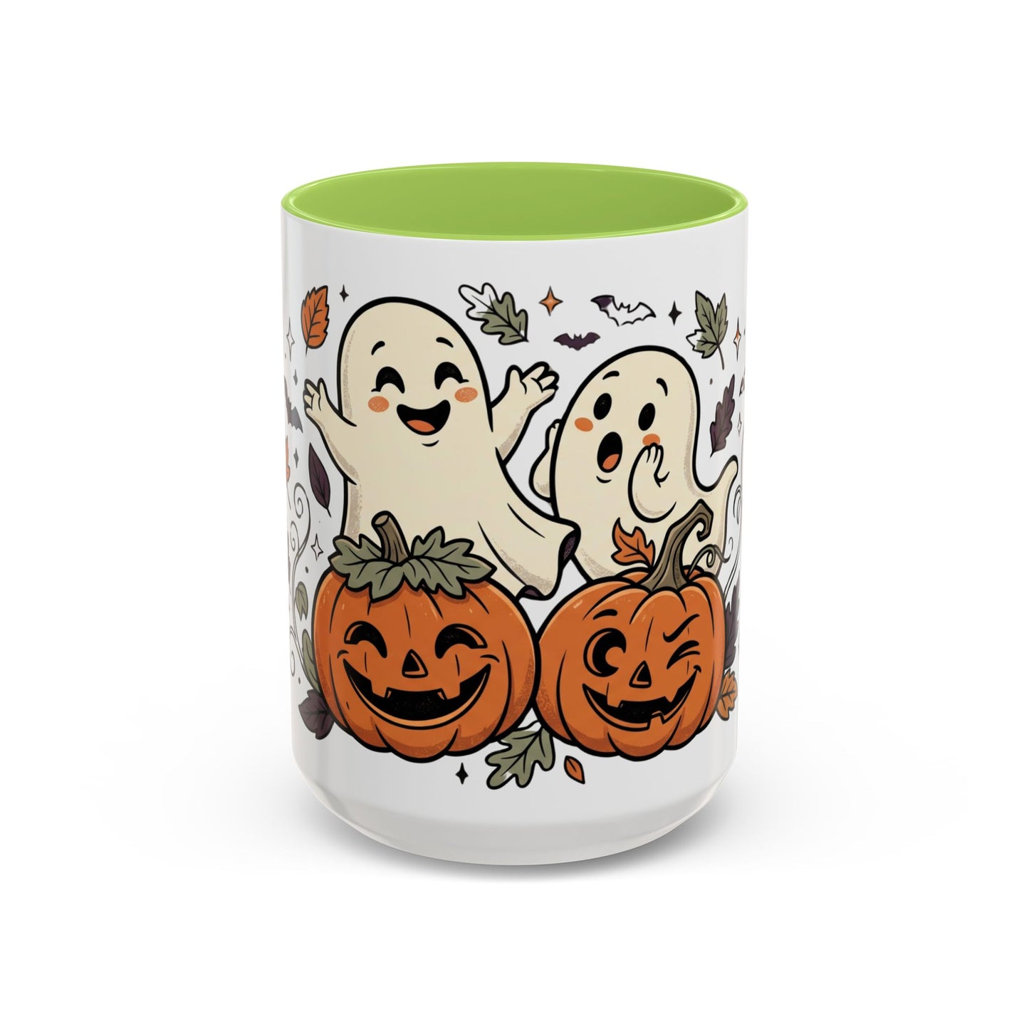 Halloween Ghosts & Pumpkins Coffee Mug — Cute Spooky Accent Mug (11/15oz)