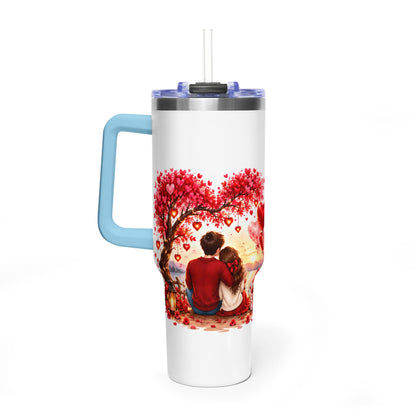 40oz Love-Themed Thermal Tumbler with Handle