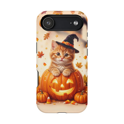 Halloween Kitten Pumpkin Phone Case — Magnetic Impact-Resistant
