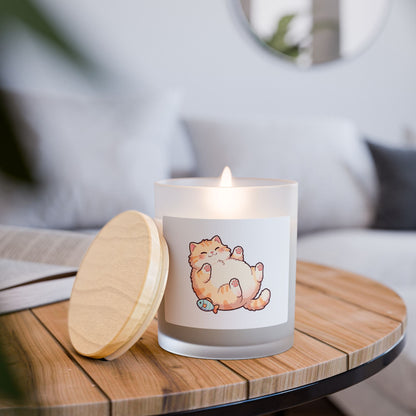 Cat Nap Frosted Glass Candle — 11oz Cozy Kitty Scented Candle