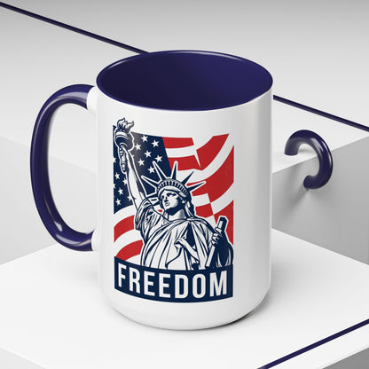 Freedom Statue Accent Coffee Mug — Patriotic Liberty 11/15oz