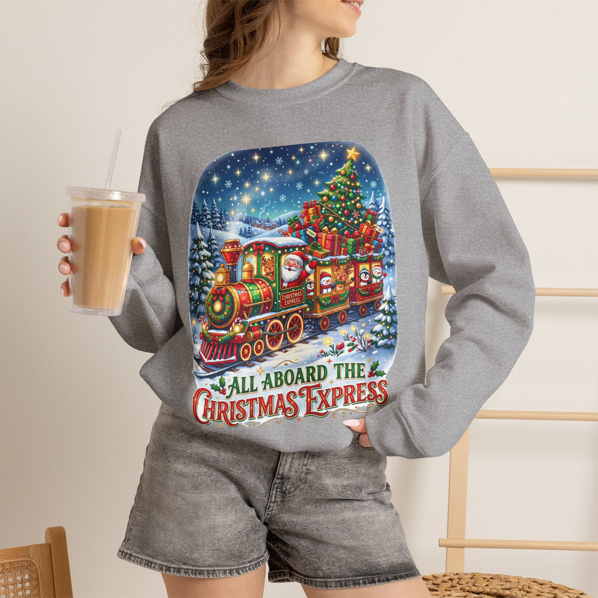 Christmas Express Crewneck Sweatshirt — All Aboard the Christmas Express Holiday Sweatshirt
