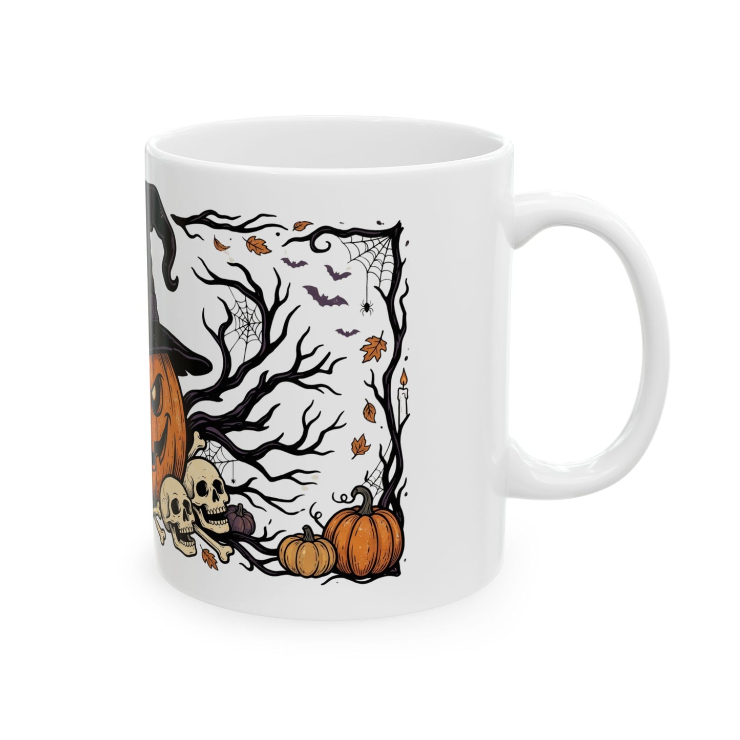 Halloween Pumpkin Witch Mug — Spooky Jack-O'-Lantern Ceramic Coffee Cup (11oz, 15oz)