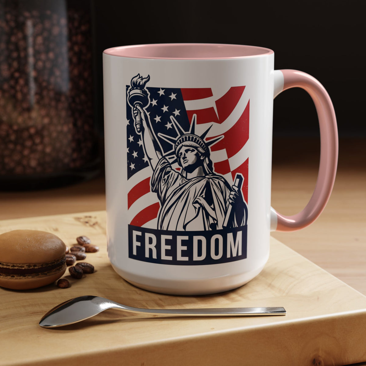 Freedom Statue Accent Coffee Mug — Patriotic Liberty 11/15oz