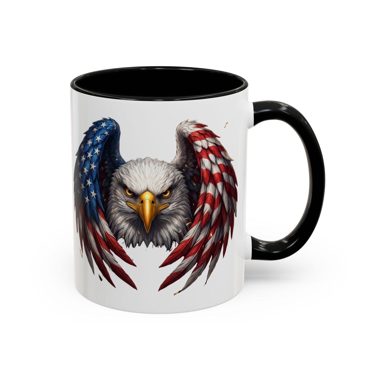 American Flag Eagle Coffee Mug – Patriotic Bald Eagle Accent Mug (11/15 oz)