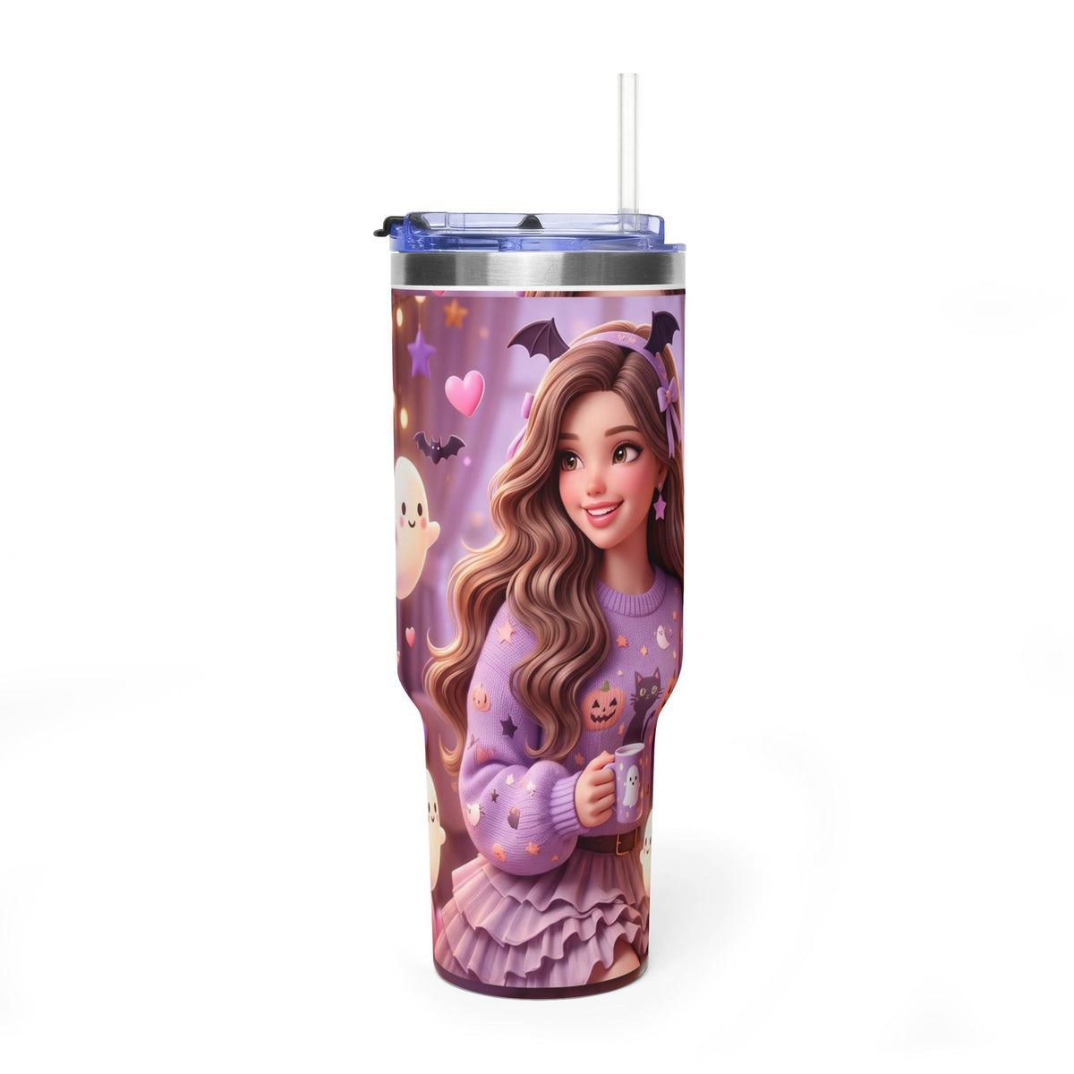 40oz Halloween Girl Ghosts Vacuum Thermal Tumbler
