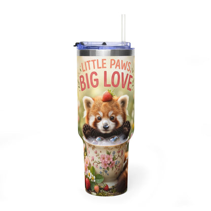 Little Paws Big Love Red Panda 40oz Vacuum Thermal Tumbler