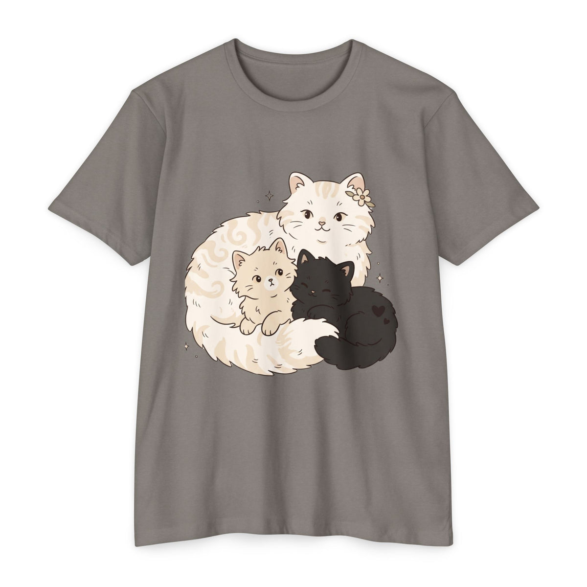 Cat Family Graphic Tee — Cute Mama Cat with Kittens T-Shirt