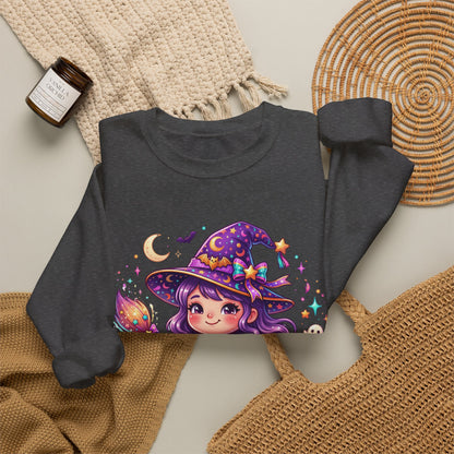 Cute Halloween Witch Sweatshirt — Kawaii Pumpkin Magic Crewneck
