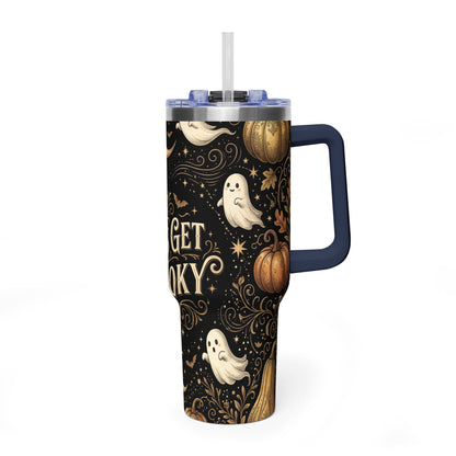 Let’s Get Spooky Halloween Ghosts & Pumpkins 40oz Thermal Tumbler