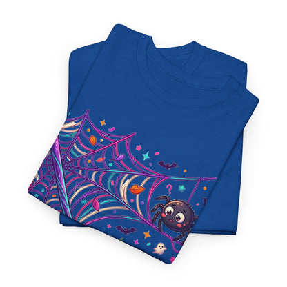 Pumpkin Spider Web Halloween T‑Shirt — Cute Spooky Pumpkin Cartoon Tee