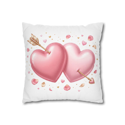 Valentine Pink Double Heart Arrow Decorative Pillowcase