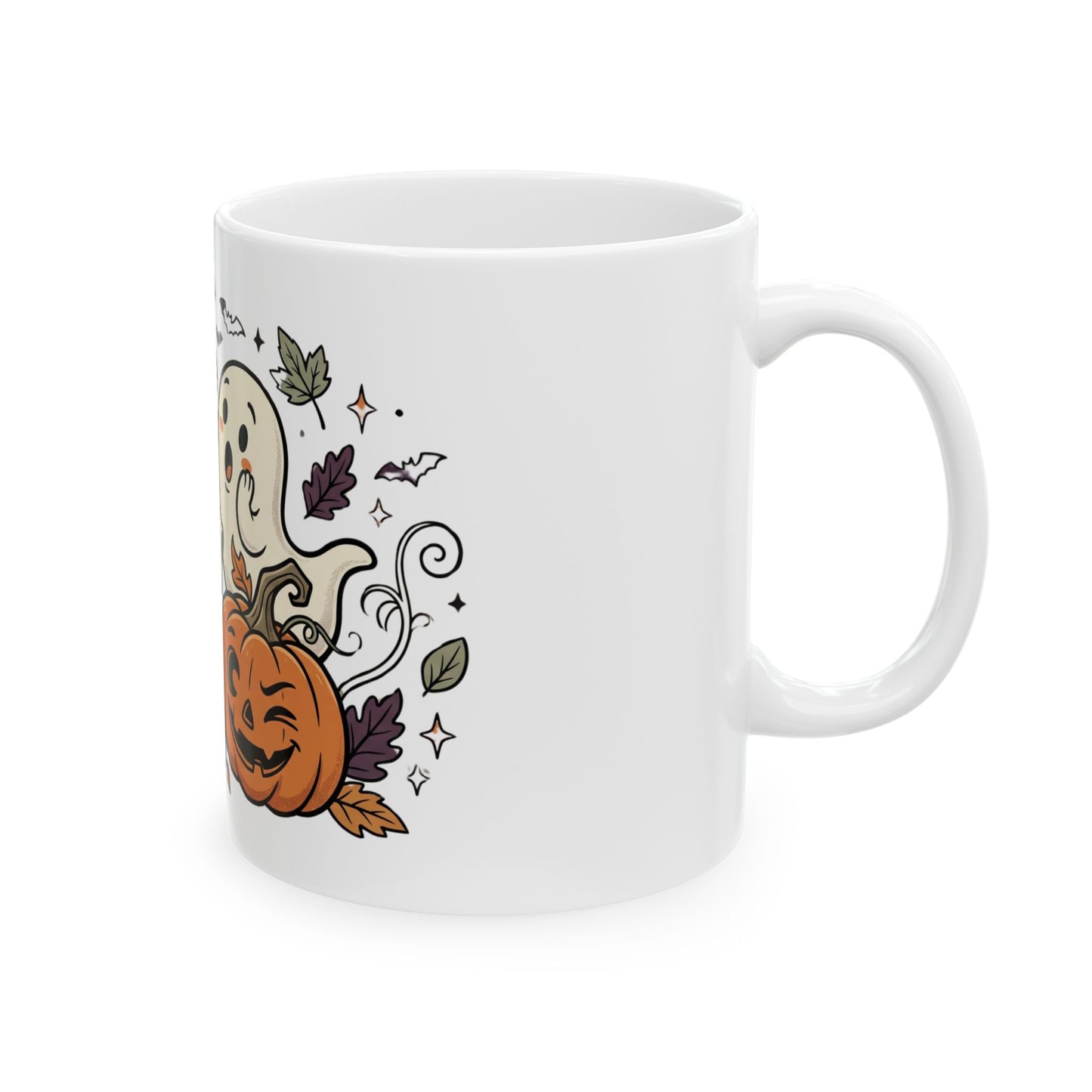 Halloween Ghosts & Jack-O'-Lantern Ceramic Mug (11oz, 15oz)