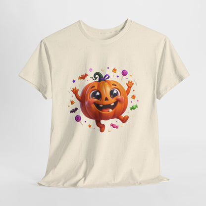 Halloween Pumpkin T‑Shirt — Happy Jack-O'-Lantern Candy Graphic Tee