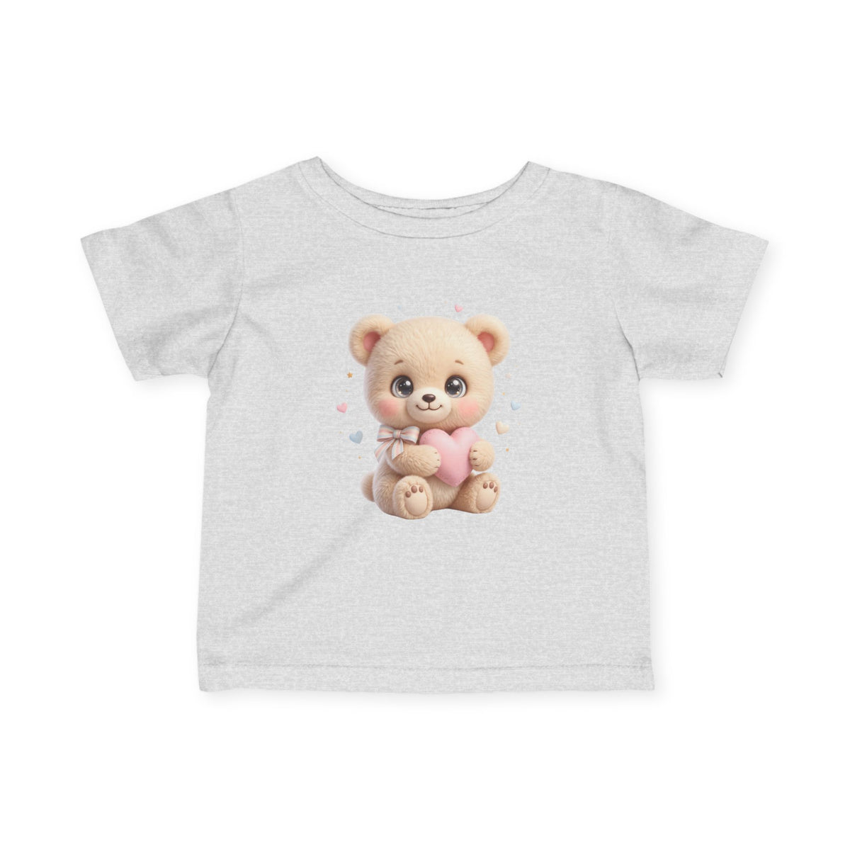 Infant Tee – Cute Teddy Bear Holding Pink Heart | Baby Shower, Newborn Gift