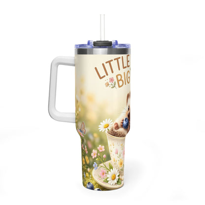 Little Things Big Joy Hedgehog Floral 40oz Thermal Tumbler