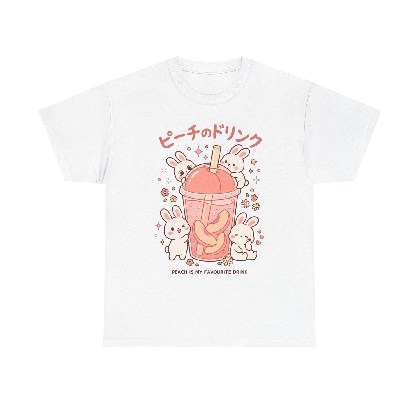 Peach Drink Cute Bunny T-Shirt