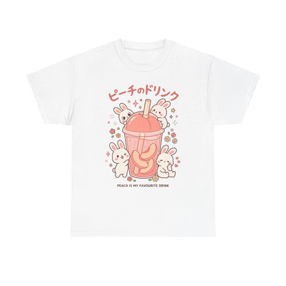 Peach Drink Cute Bunny T-Shirt